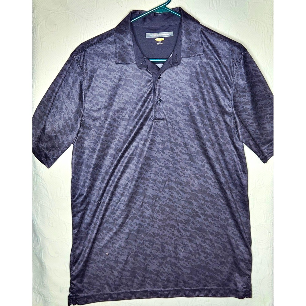 Greg Norman Play Dry Men's M Gray Camo Polo Short Sleeve Moisture Wicking Golf